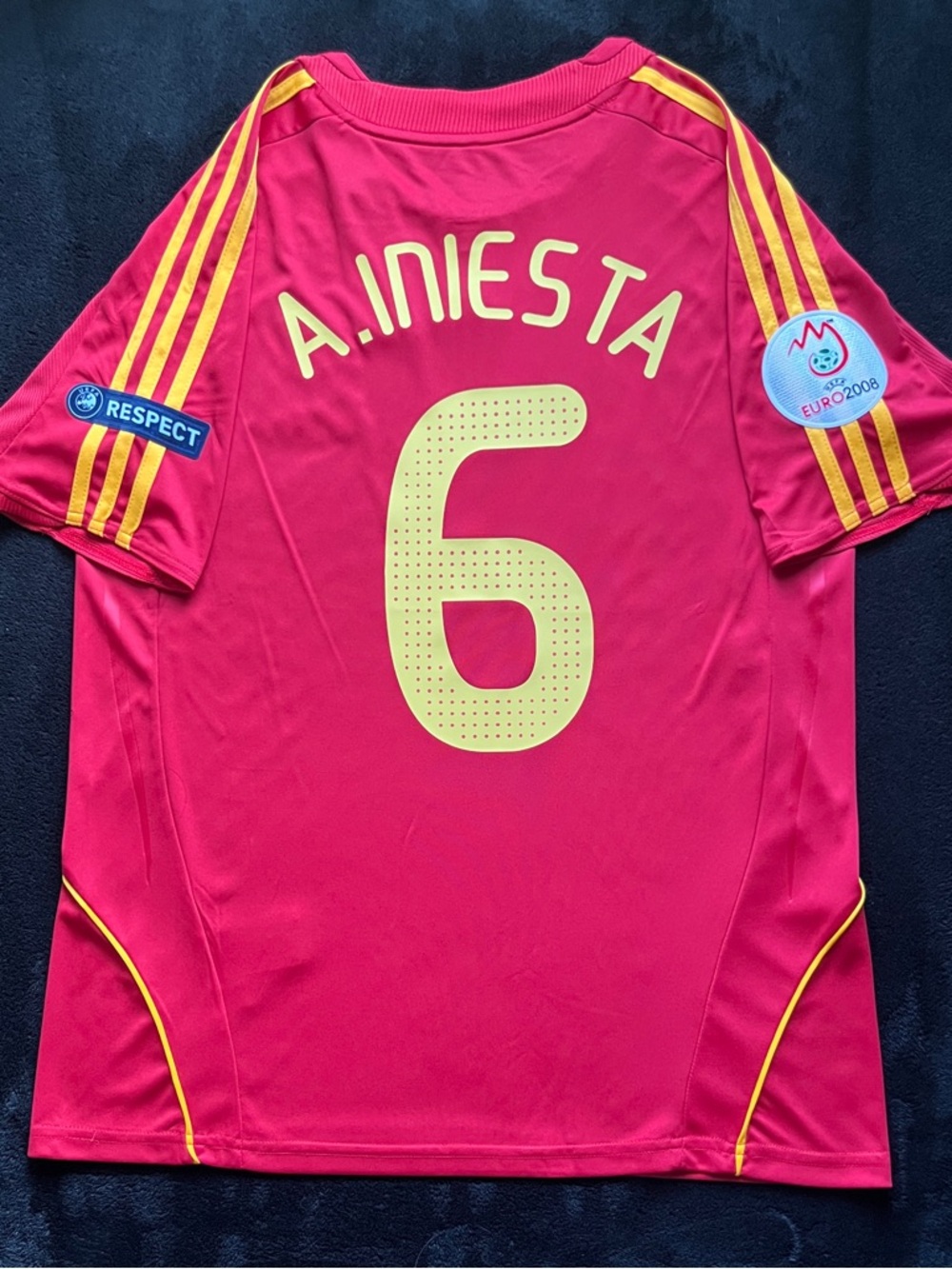 Iniesta #6 Spain 2008 Euro Soccer Jersey Retro Home Red Andres